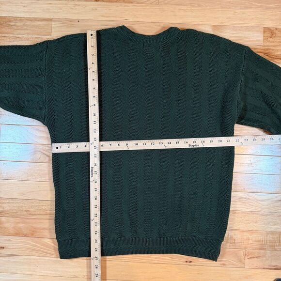 Vintage Chaps Ralph Lauren Sweater Mens XL Green Knit Crest Logo Made in USA - Picture 5 of 5